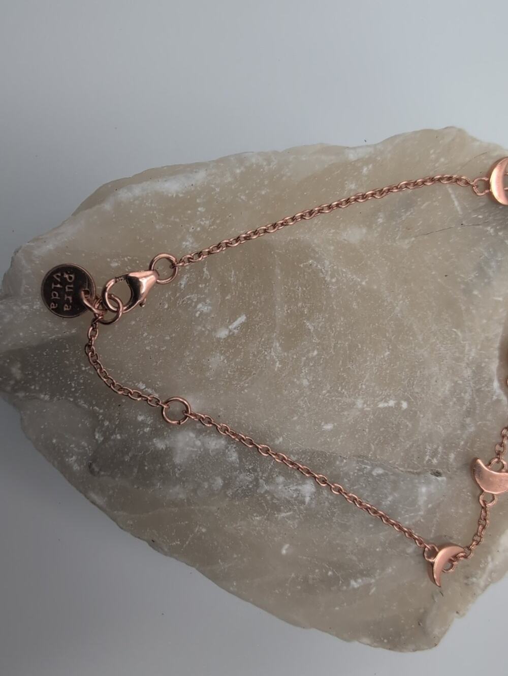 Pura Vida Rose Gold Tone Moon Phase Charm Bracelet Adjustable Celestial